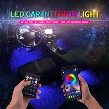 Fibra Óptica da Atmosfera Lâmpadas Ambiente Lâmpada de Controle de Aplicativo de 6 Metros de 8 cores do Interior do Carro de Luz de Controle Remoto RGB Automático Decorativos