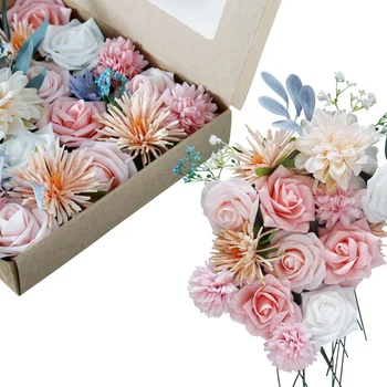 Flor Artificial in a Box Decorações de Aniversário Proposta de Flores Artificiais Caixa de Presente de Flor na Cabeça de DIY Noiva Segurando o Buquê