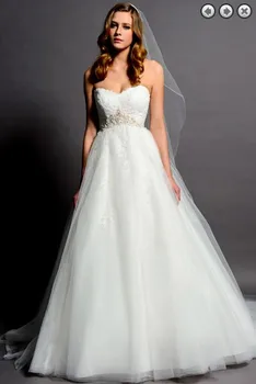 frete grátis Natural do Assoalho-comprimento de Uma linha-Namorada de Moda 2020 de Noiva, Vestido de Noiva Correia Plus Size Designer Beaded Vestido de Noiva