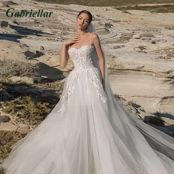 Gabriellar Querida Clássico Vestidos De Noiva Para Noiva Com Alças Finas, Apliques De Casamento Vestido De Robe De Mariée Personalizado