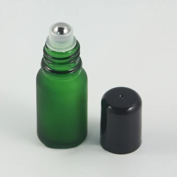 Garrafa de vidro verde, com vidro / aço inoxidável bola para o óleo essencial de rolo em frascos de 10ml