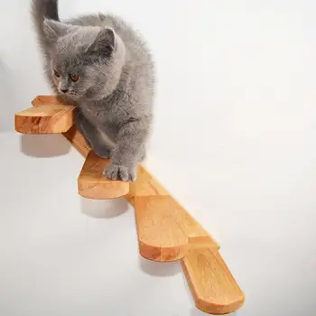 Gato Prateleiras De Parede Em Madeira De Gato Escadas Com 4 Etapas Gato De Parede, Móveis Para A Coçar E ClimbingCat Alpinista Gato Coçar Pós-Gato