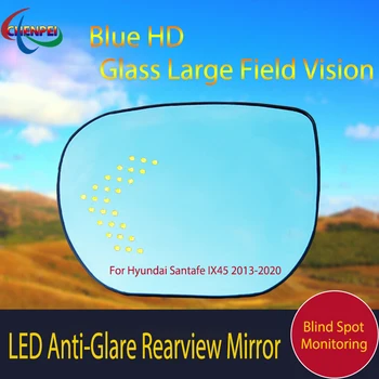 Grande Exibição Azul Espelho Anti-Reflexo Aquecido Eletricamente Espelho Retrovisor Com LED Indicador de Turno Para Hyundai Santafe IX45 2013-2020