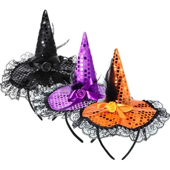Halloween Bruxa de Chapéu de Cabeça Chapéu de Bruxa Capacete Mascarada de Bruxa Cabeça para o Traje de Festa de Halloween Decoração