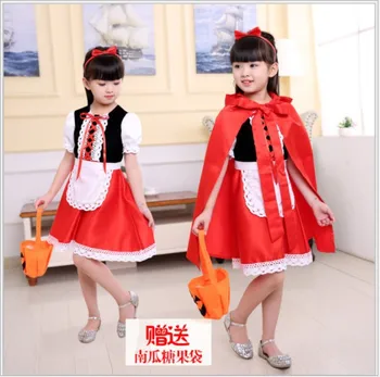 Halloween cosplay crianças de fantasia para crianças de máscaras as meninas mostram conto de fadas chapeuzinho Vermelho, vestido de princesa
