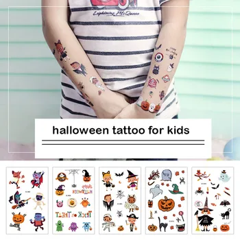 Halloween etiqueta da tatuagem para crianças de abóbora gato aranha Bruxa padrão de atmosfera de Festa de desenho animado engraçado divertido tatuagem adesivos RA039