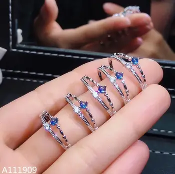 KJJEAXCMY boutique prata esterlina da jóia 925 embutidos, natural de safira feminino pedra preciosa anel de suporte de detecção Populares