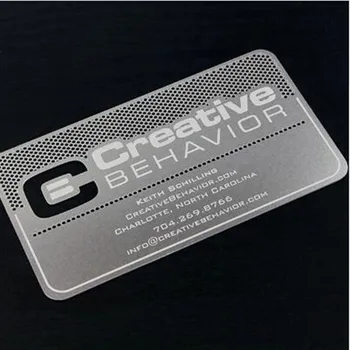 luxo de corte a laser de metal cartão de visita de aço inoxidável cartão