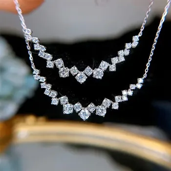 Moda Temperamento Luz de Luxo Ouro 18K Sorriso de Diamante de 1 Quilate de Diamante Colar Clavícula Cadeia de Casamento Noivado Presente da Jóia