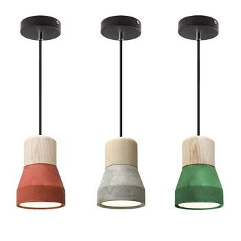 Moderno, Criativo, Simples Pingente de Luz para a Sala de Jantar, Restaurante, Quarto de Cabeceira Colorida Cimento Madeira maciça Café-Bar Hanging Lamp