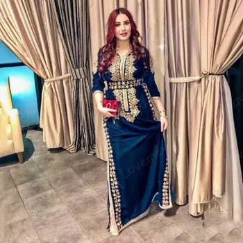 Moroccan Caftan DubaiEvening Vestidos De 2021 De Renda Appliqued Árabe Muçulmano Especial Ocasião Vestidos De Noite, Vestidos De Festa De Formatura