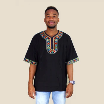 muçulmano t-shirt Unisexo Nova Moda Hipster lehenga Hip Hop Bordado Africano-se Dashiki, camisa
