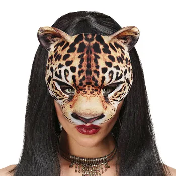 Máscara de Halloween Decoração de Festa de Carnaval de Máscaras de EVA Metade do Rosto de Animal Chita Máscara Mascarillas Adultos Cosplay