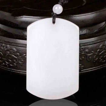 Natural Jade Branco Em Branco Pingente Com A Corda Cadeia De Encantos Colar Homens Mulheres Cura Jóias Certificados Jades Amuleto Da Sorte Presentes