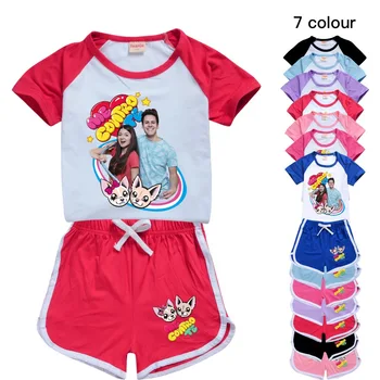 New Kids Baby Roupas de Meninas com Roupas de desenho animado Me Contro Te T-shirt, Calções de Crianças em Casa Casual, Esporte de manga Curta Pijamas Terno