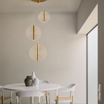 Nordic Rodada Lustre Moderno de Três cabeças Hanging Lamp Sala de Jantar Quarto Decoração de Sala de estar luminária Com Lâmpada do Projector