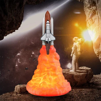 Novo Dropshipping USB de carregamento do ônibus Espacial da Lâmpada e da Lua lâmpadas de 3,7 V Na Noite de Luz Por Impressão 3D Para os Amantes do Espaço Rocket Lâmpada
