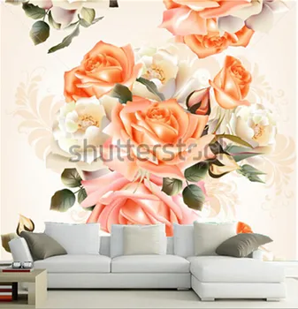 O 3D personalizado murais,Vintage Elegante Rosa papel de parede,sofá da sala de TV de parede o papel de parede de quarto