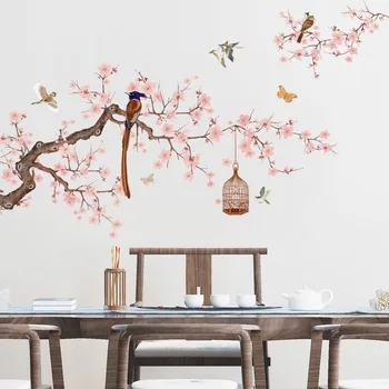 O Estilo chinês de Flores Adesivos de Parede do Home office Decoração Adolescente Sala de estar Decoração do Quarto pegatinas de pared Wallstickers