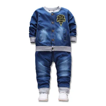 okoufen 2019 novo bebê menino e menina roupas de primavera, do outono de crianças roupas de jeans terno do corpo calças de brim de crianças roupas de varejo