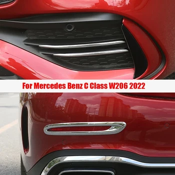 Para a Mercedes Benz Classe C W206 2022 chrome Dianteiro e traseiro Foglight Tampa da Lâmpada para faróis de Nevoeiro dianteiros Lâmpada Pálpebra Sobrancelha Canto Tira