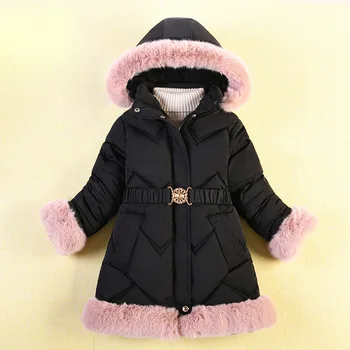 Para crianças de inverno para baixo do casaco Parker 2021 de Moda de nova Senhora de estilo filhos de médio longo de lã de gola com capuz algodão casaco Snowsuit
