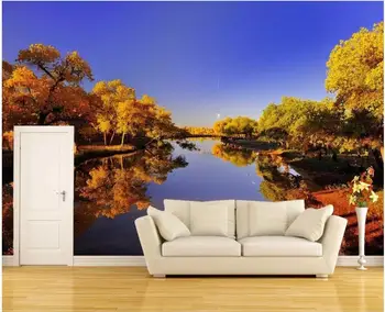 Personalizado mural de fotos em 3d papel de parede lago do Parque da floresta paisagem do interior da casa de sala, papel de parede para parede 3 d em rolos