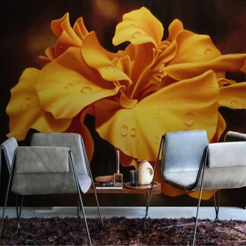 Personalizado mural, papel de parede 3D Europeia retro pintados à mão floral TV sofá na parede do fundo da pintura decorativa mural de parede