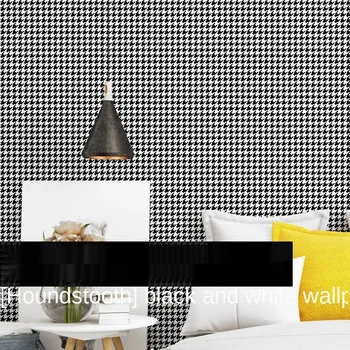 Qianniao grade preto e branco grade papel de parede moderno e simples estilo Nórdico ins quarto sala de estar de plano de fundo de parede papel de parede