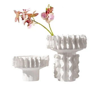 Simples Branca Padrão De Rosca Vaso De Cerâmica Resumo Suave Decoração Decoração Sala De Estar