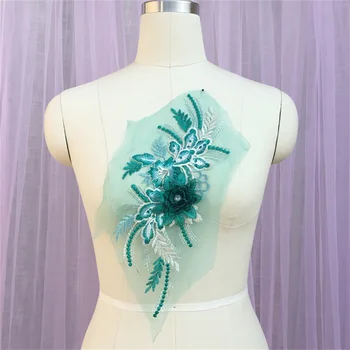 Strass 3D Tridimensional Flor do Laço Patch Apliques de Casamento-Vestido Bordado VS164375