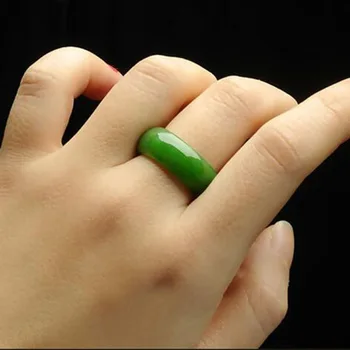 Verde Natural esculpida à Mão Jade Ring Boutique de Moda Jóias para Homens e Mulheres Anel de água-marinha Acessórios de Presente