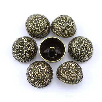 Vestuário de DIY revestimento de metal botão de costura, acessórios de decoração forma de cogumelo padrão de design esculpido 50pcs/monte