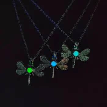 WANGAIYAO nova moda popular da jóia pode abrir libélula luminosa colar feminino simples personalidade noite luminosa pingente
