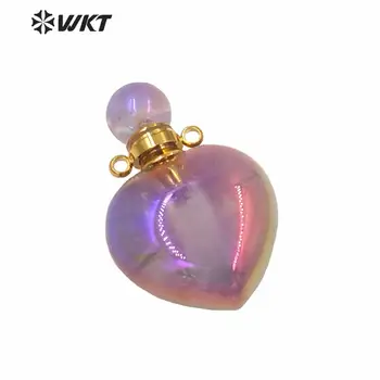 WT-P1596 Encantador frasco de perfume pingente romântico coração roxo forma de óleo essencial pingente bonito mulheres de presente