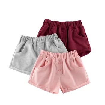 Y-LEEYING Verão, as Crianças de Meninas Shorts Calças 100% Algodão Sólido Esporte Casual Calças de 1 a 9 Anos HK605