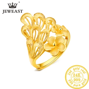 YLJC de 24K de Ouro Puro Anel Real AU 999 Sólidos Anéis de Ouro Elegante e Brilhante de alto padrão Bonito na Moda Clássica, Jóia Quente da Venda Nova 2020