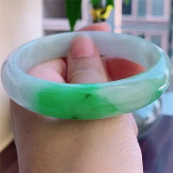 zheruz Jóia de luz natural verde Myanmar jade 54mm-62mm luz verde pulseira requintado princesa pulseira para enviar para namorada