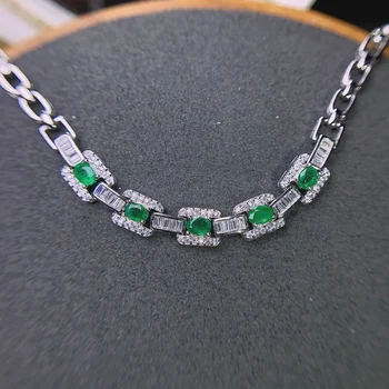 【M&T】2022 novo esmeralda natural pulseira de prata esterlina nobre e elegante de finas jóias de noivado festa de casamento presentes